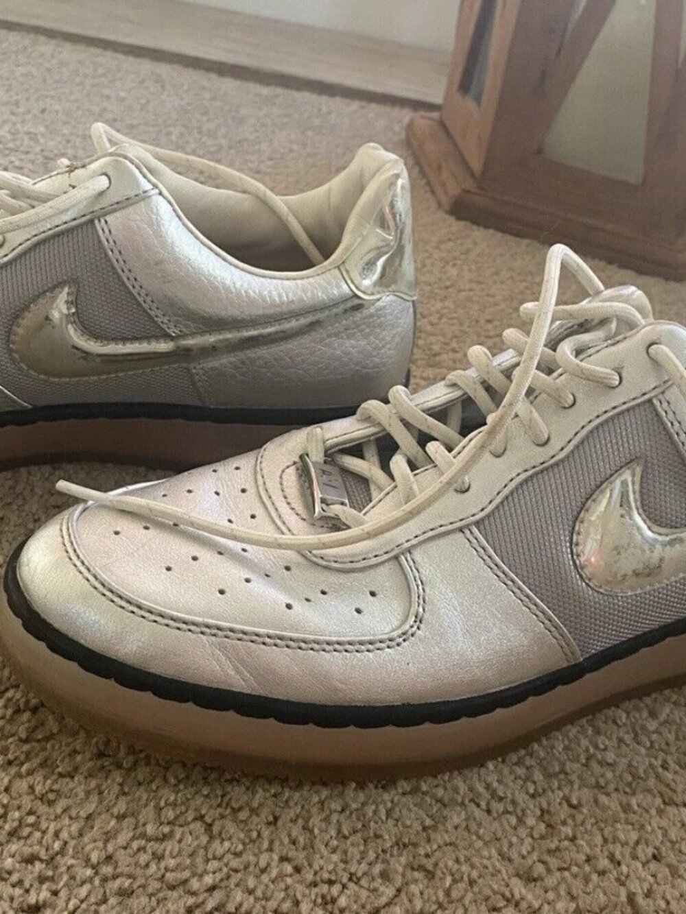 Nike Air Force 1 Low Mens 7.5 Silver Metallic